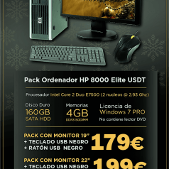 Equipo HP8000 + Monitor, teclado y ratón desde 179 €