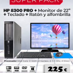 Ordenador HP 8300 PRO + Monitor de 22´+ Teclado + Ratón y alfombrilla